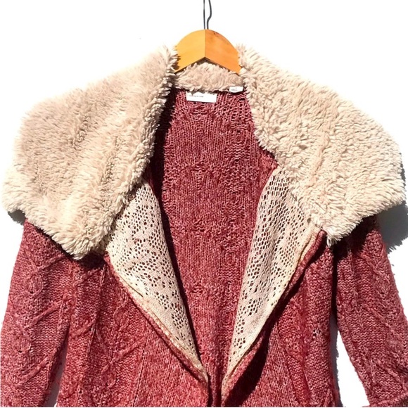 ANTHROPOLOGIE SLEEPING ON SNOW Cardigan with Sherpa Lining - Picture 3 of 4